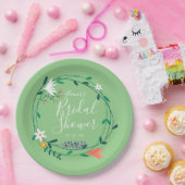 モダン フラワー ガーランド エレガント スクリプト ブライダル シャワー ペーパープレート (パーティー)
