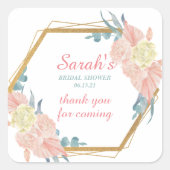 モダン フラワー ブライダル シャワー サンクス スクエアシール (正面)