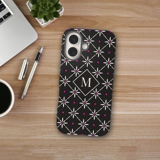 モダン フラワー ラティス モノグラム iPhone 16 カバー