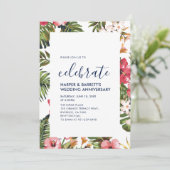 モダン フラワー 50周年 結婚記念日 パーティー 招待状 (スタンド正面)