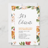 モダン フラワー 50周年 結婚記念日 パーティー 招待状 (正面)