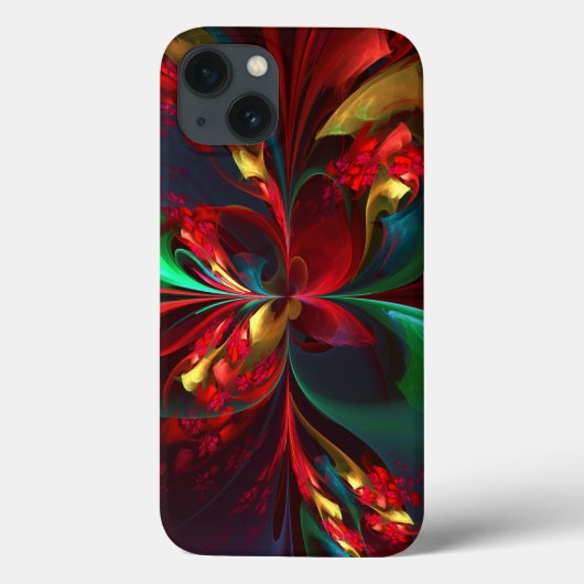 モダン フローラル アブストラクト アート 赤 緑 柄 #11 Case-Mate iPhoneケース (裏面)