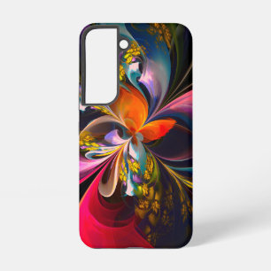 モダン フローラル アブストラクト アート 赤 青 パターン #13 SAMSUNG GALAXY S22ケース