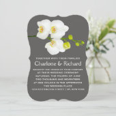 モダン フローラル ウェディング | 白いオーキッドの花 招待状 (スタンド正面)