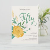 モダン フローラル サプライズ 50歳の誕生日パーティー 招待状 (スタンド正面)
