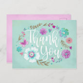 モダン フローラル スクリプト サンクスユー ポストカード (正面/裏面)