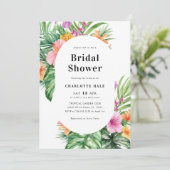 モダン フローラル トロピカル ブライダル シャワー 招待状 (スタンド正面)