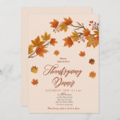 モダン フローラル パンプキン サンクスギビング ディナー 招待状 (正面/裏面)