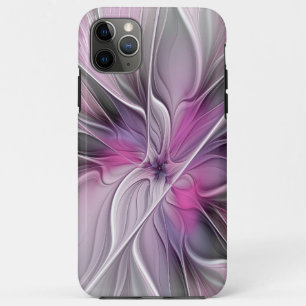 モダン フローラル フラクタル アブストラクト フラワー ピンク グレー iPhone 11 PRO MAXケース