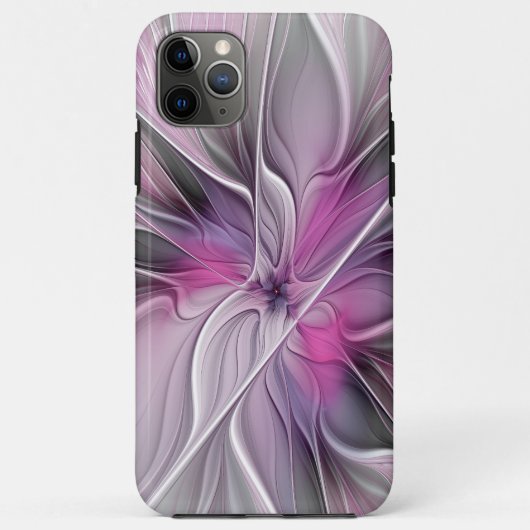 モダン フローラル フラクタル アブストラクト フラワー ピンク グレー Case-Mate iPhoneケース (裏面)