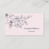 モダン フローラル ブラッシュ ピンク マグノリア | QRコード 名刺 (正面)