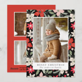 モダン フローラル | ホリデー フォト カード (正面/裏面)