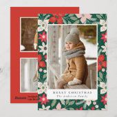 モダン フローラル | ホリデー フォト カード (正面/裏面)