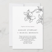 モダン フローラル ボタニカル ブラック＆ホワイト ウェディング 招待状 (正面)