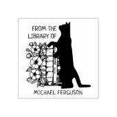 モダン フローラル ライブラリー キャット ラバースタンプ (インプリント)