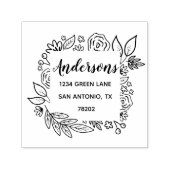 モダン フローラル リース 返信住所スタンプ セルフインキングスタンプ (デザイン)