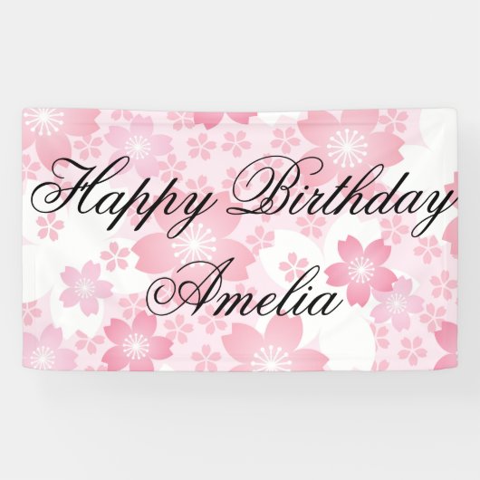 モダン,フローラ，かわいい，トレンディー,ガーリーピンク，花，指 横断幕 (横)