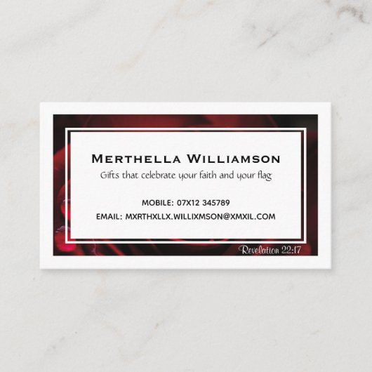 モダン | フローラ | レッドローズ | クリスチャン 名刺 (正面)