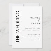 モダン&ブエレガントラック&ホワイト結婚ズ 招待状 (正面)
