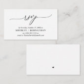 モダン・ブシンプルラック・カリグラフィ、結婚式の出欠 エンクロージャーカード (正面/裏面)