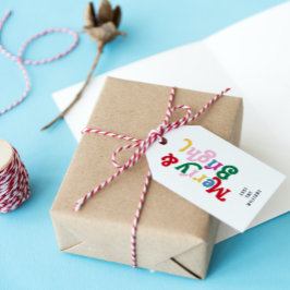 モダン&ブメリーライトカラフルレトロタイポグラフィ ギフトタグ