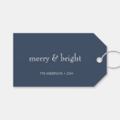 モダン&ブメリーライトネイビークリスマスホリデー ギフトタグ (正面(横))