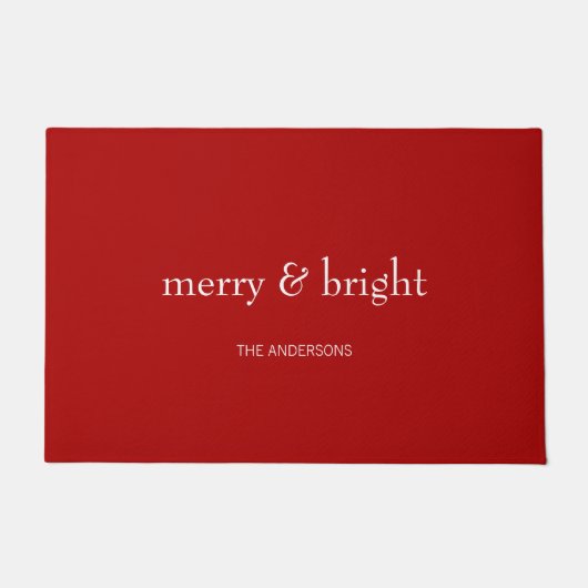 モダン&ブメリーライトホリデーレッド ドアマット (正面)