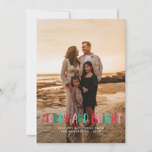 モダン&ブメリーライトレトロカラフルクリスマス シーズンカード (正面)