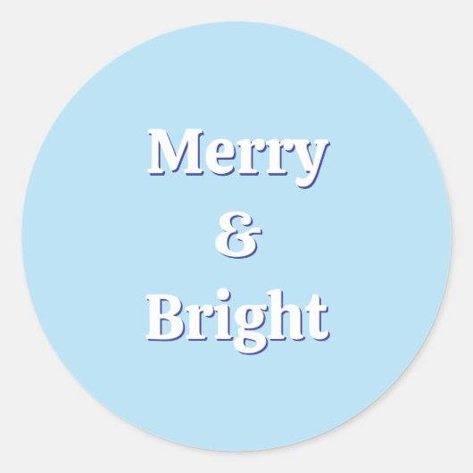 モダン&ブメリーリーアイスブルークリスマスホリデー ラウンドシール (正面)