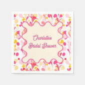 モダン ブライダルシャワー レトロ アブストラクト ピンク ウェーブ スタンダードカクテルナプキン (正面)
