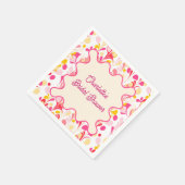 モダン ブライダルシャワー レトロ アブストラクト ピンク ウェーブ スタンダードカクテルナプキン (角)