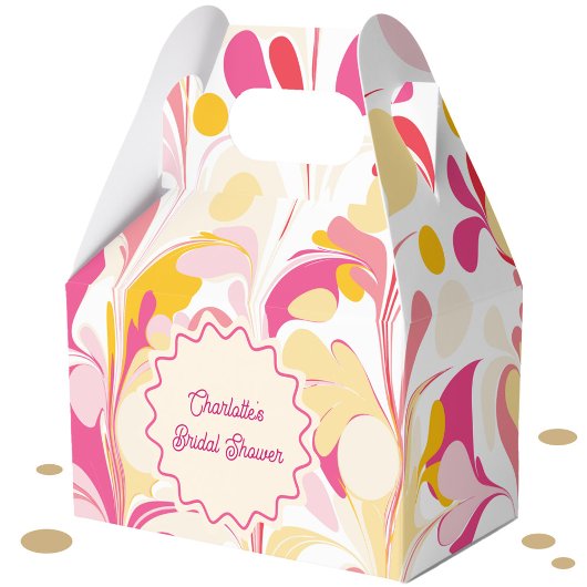 モダン ブライダルシャワー レトロ アブストラクト ピンク ウェーブ フェイバーボックス