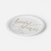 モダン ブライダル シャワー ゴールド スクリプト & ホワイト ペーパープレート (アングル)