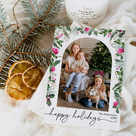 モダン ブライトピンク グリー ネイチャー アーチ 1枚の写真 シーズンカード