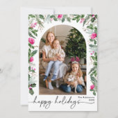 モダン ブライトピンク グリー ネイチャー アーチ 1枚の写真 シーズンカード (正面)