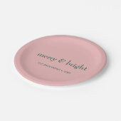 モダン&ブライトメリークリスマスホリデーピンクグリーン ペーパープレート (アングル)