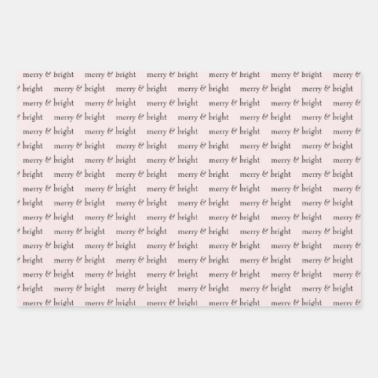 モダン&ブライトメリークリスマスホリデーピンクブラック ラッピングペーパーシート (正面2)