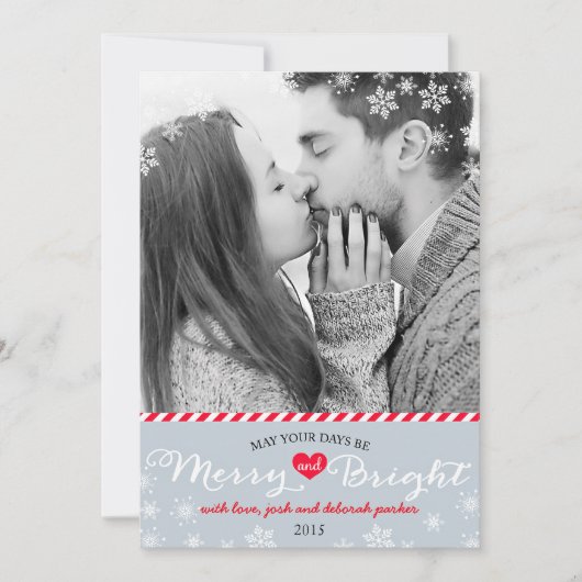 モダン&ブライトメリースノーフレークスホリデーフォト シーズンカード (正面)