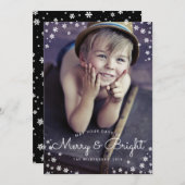 モダン&ブライトメリースノーフレークホリデーフォトカード シーズンカード (正面/裏面)