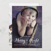 モダン&ブライトメリーホリデー2枚のフォトカード シーズンカード (正面/裏面)