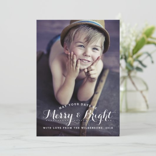 モダン&ブライトメリーホリデー2枚のフォトカード シーズンカード (スタンド正面)