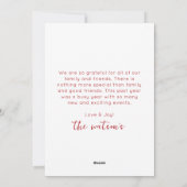 モダン ブライトレッド シンプル雪だるまのアウトライン シーズンカード (裏面)