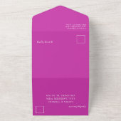 モダン ブライト ピンク & ティール アゲート マーブル 結婚式の招待状 オールインワン招待状 (外側)