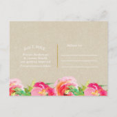 モダン ブライト フローラル ブラウン クラフト セーブ・ザ・デート 案内ポストカード (裏面)