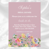 モダン ブライト ライラック ピンク ローズ ブライダル シャワー 招待状
