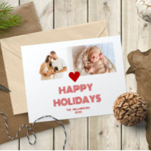 モダン ブライト レッド ハッピー ホリデーズ 2 フォト