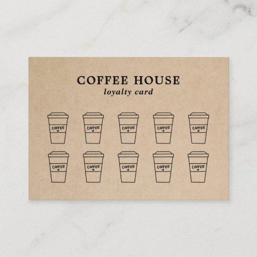 モダン ブラウン かわいい シンプル コーヒー ロイヤリティカード (正面)
