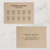 モダン ブラウン かわいい シンプル コーヒー ロイヤリティカード (正面/裏面)