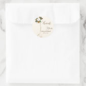 モダン ブラウン アンド クリーム フローラル サンクス フェイバーズ ラウンドシール (バッグ)