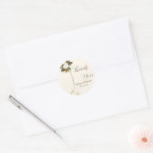 モダン ブラウン アンド クリーム フローラル サンクス フェイバーズ ラウンドシール (封筒)